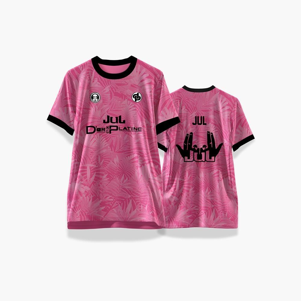 Neues JUL Fußballtrikot für Herren und Damen, kurzärmliges Sport-T-Shirt mit Rundhalsausschnitt, DP-Druck, individuell gestaltbar, atmungsaktive Fußballuniform L pink