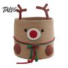 Sturdy Woven Container for Living Room Cute Reindeer Cotton Rope Storage Box, Large Capacity Soft Multi Purpose Box Fabric Basket, Decorative Sundries