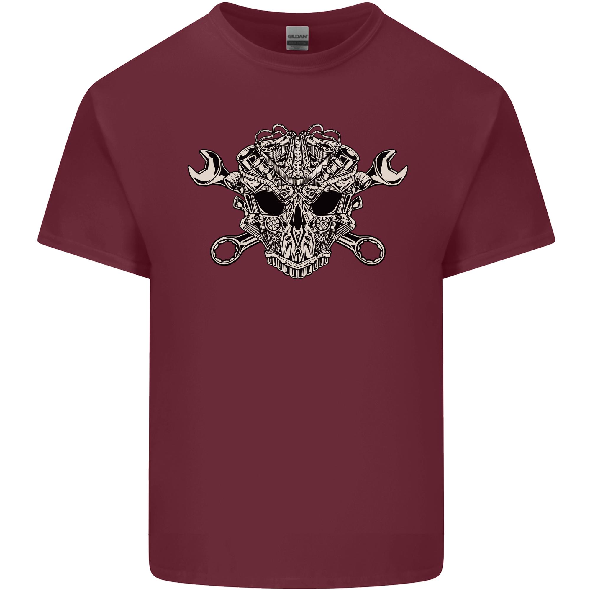 Mechanic Engine Skull Unisexs Light Cotton TShirt S