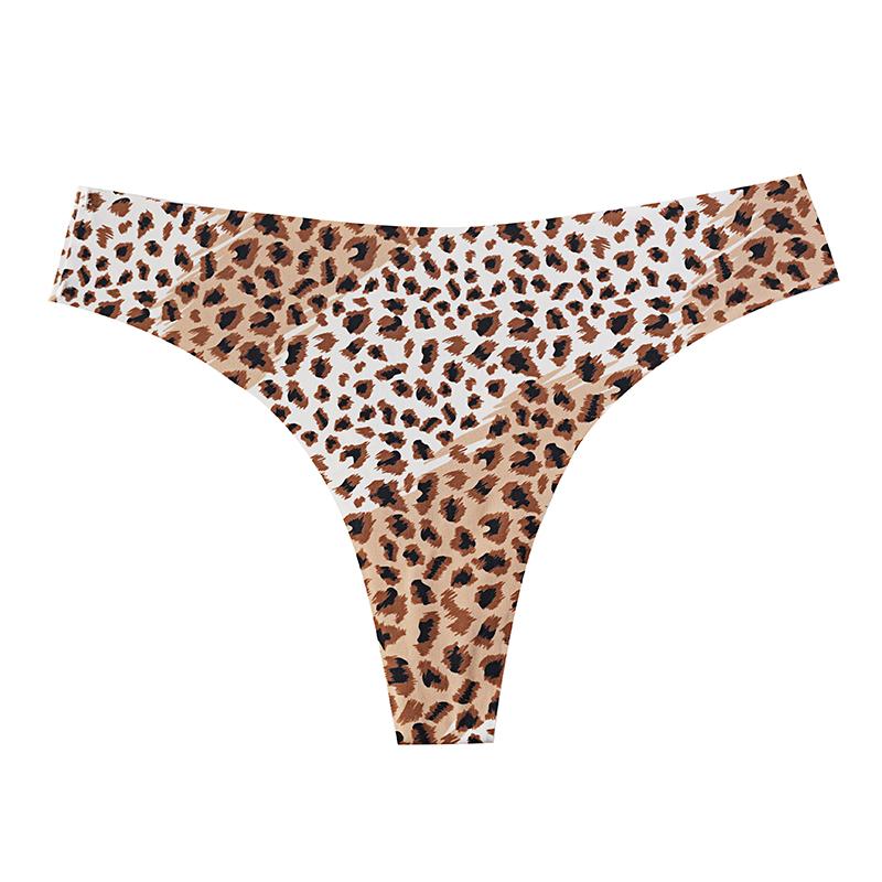 TERMEZY Damen Sexy Nahtloser Tanga Eis Seide Einteiler Leopardenmuster T-Rücken Bequem Fitness Schnelltrocknend Unterwäsche