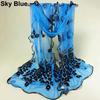 Women Peacock Flower Embroidered Lace Scarf Long Soft Wrap Shawl KTB