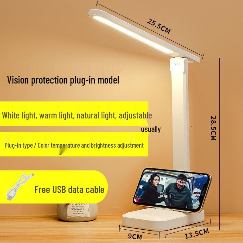 USB LED Folding Desk Lamp: Eye-Protection Night Light for Student Study, Bedside, Dormitory, or Reading
