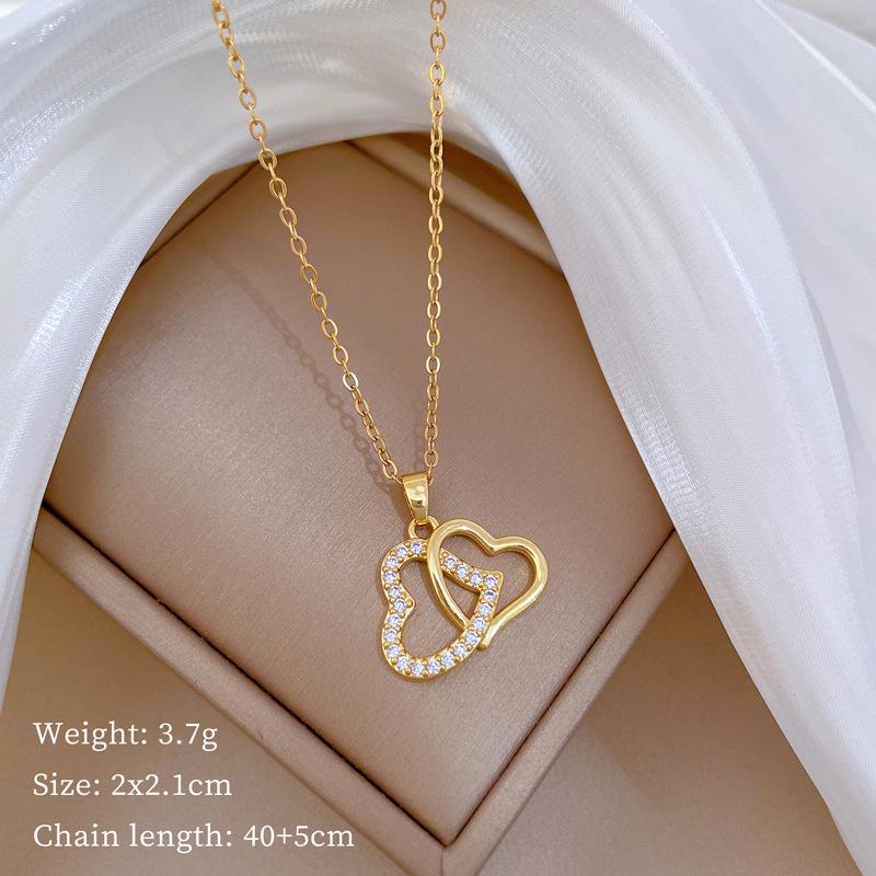 Women's Exquisite Clavicle Necklace with Titanium Steel, Copper, and Gold-Plated Micro-Inlays