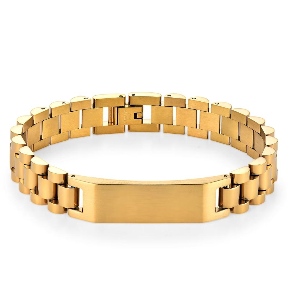Pulsera de Cadena de Eslabones para Hombre de Acero Inoxidable Hipoalergénico Impermeable Anti Manchas con Logo Personalizado Joyería Fina Geométrica de Moda