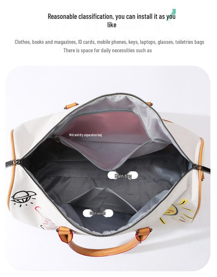 Trendy Graffiti Travel Bag: New Fashion Casual Luggage with Wet/Dry Separation for Women