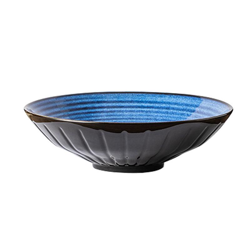 Japanese Retro Ceramic Ramen Bowl Stripes High Appearance Level Cooking Bowl Large Caliber Salad Bowl