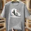 Creative Rabbit Hand Shadow Full Moon Print T Shirt Minimal Cute Bunny Cartoon Crew Neck Casual Streetwear Tee
