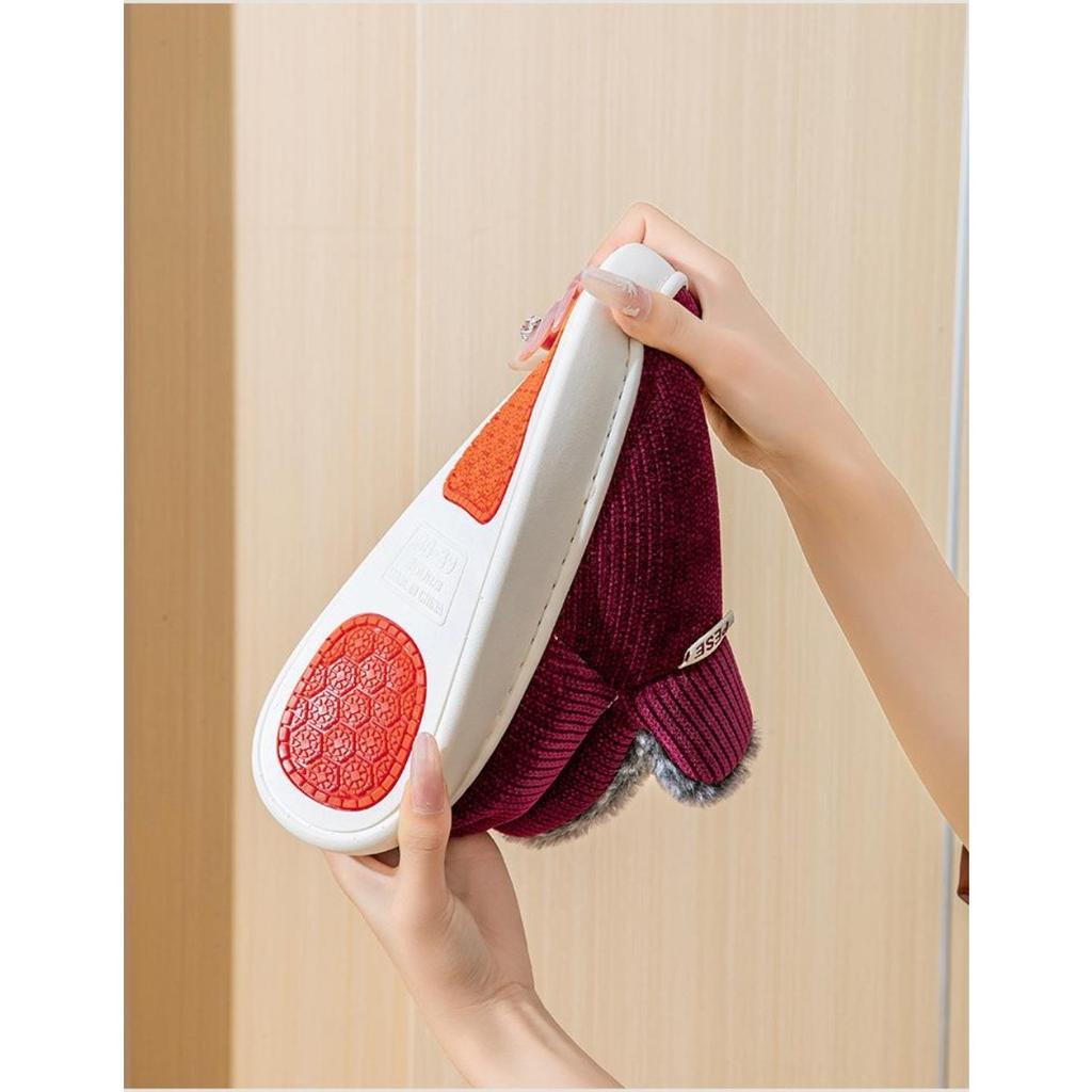 Winter Plush Thick Soled Cotton Slippers Bag and Heel for Men, Anti Slip for Women, Outdoor Wear, Indoor Home Cotton Shoes
