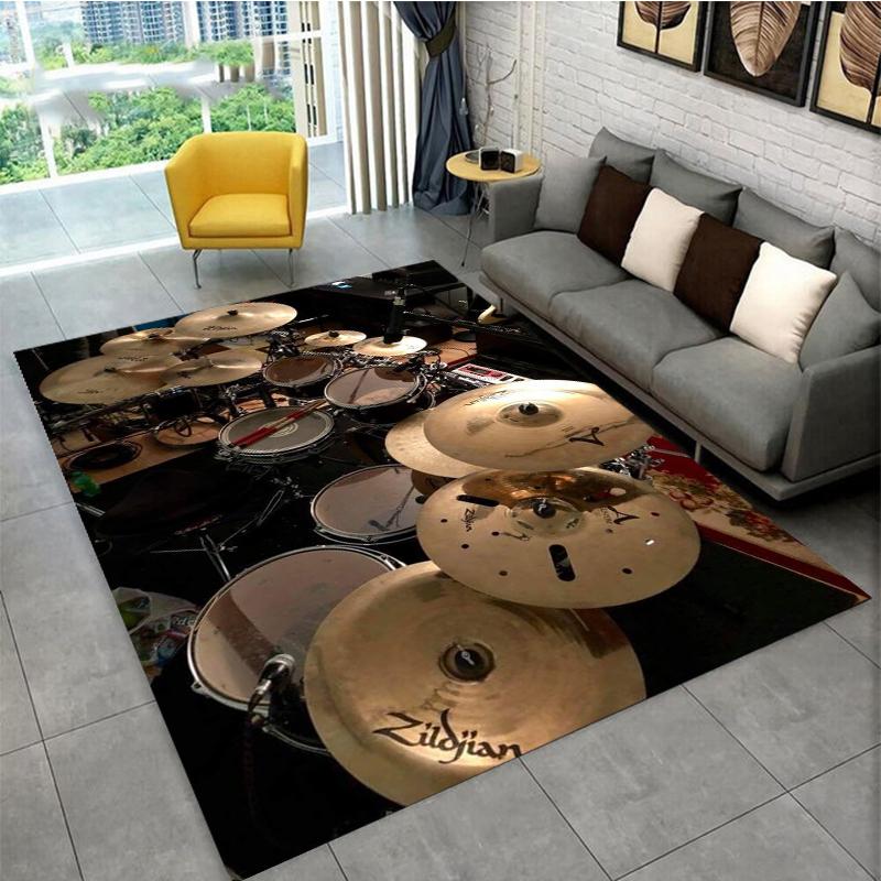 3D Drum Instrument Carpet, Living Room,bedroom, Sofa, Door Mat, Decorative Carpet, Drum Sound Insulation and Anti Slip Floor Mat