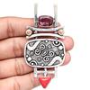 Rhodonite CoralGemstone Mother's Day Handmade Silver Jewelry Pendant  3.25"