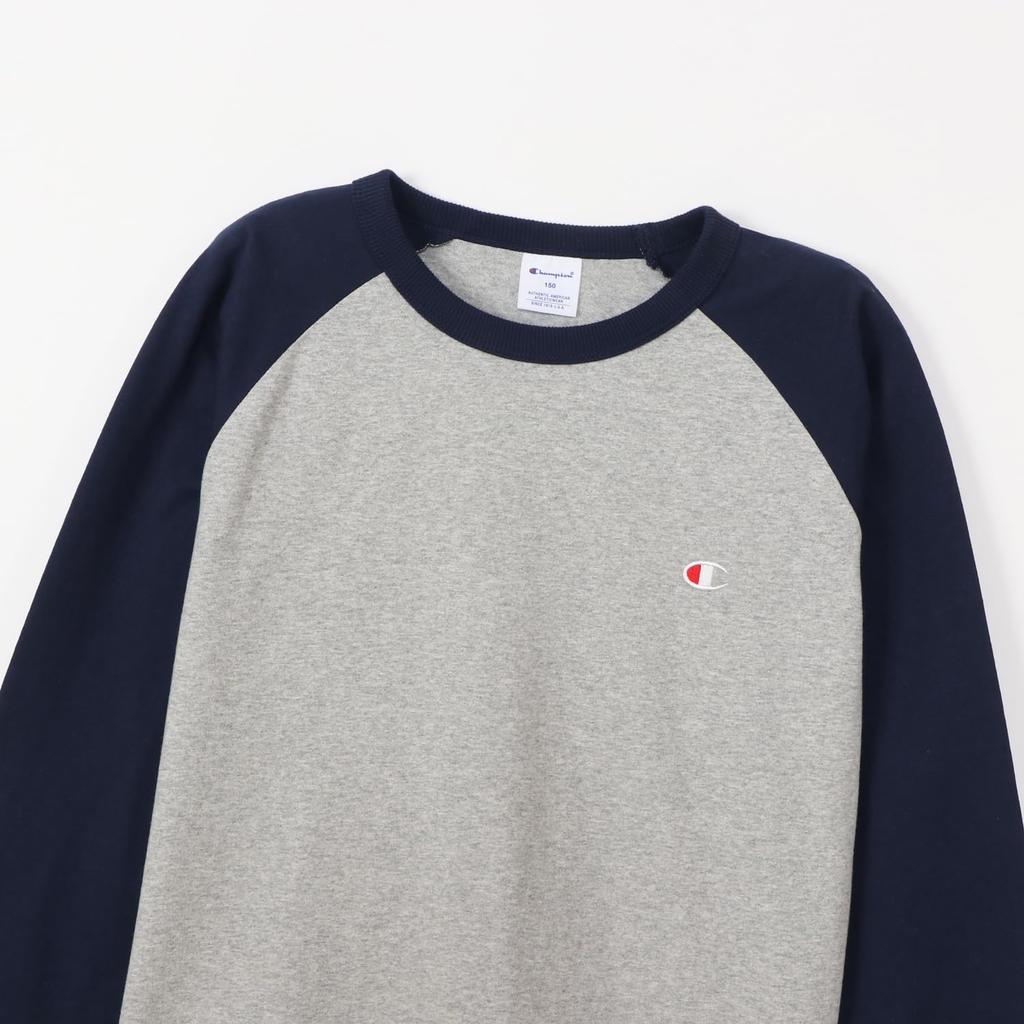 Champion Long Sleeve Crew Logo Raglan Long Sleeve Kids' T-Shirt, Neck, 100% Cotton, Single-Point Embroidery, T-Shirt (CK-Y403-37Z-140)
