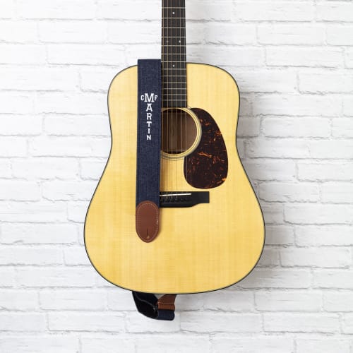 Martin Eco-Denim Guitar Strap ? Blue (18A0077) | Sustainable Cotton Denim with Vegetable-Tanned Leather Ends | Lightweight, Adjustable, and Eco-Friend