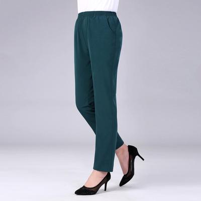 Damen Frühling und Sommer Übergröße 4XL Dünne Atmungsaktive Elastische Taille Einfarbig Gerade Neun-Minuten-Hose Freizeithose