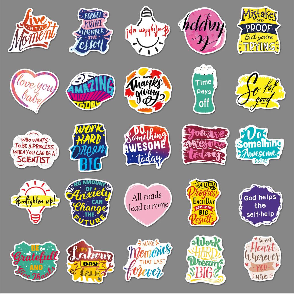100 Inspirational English Motto Doodle Creative Suitcase Tablet Car Refrigerator Decorative Stickers