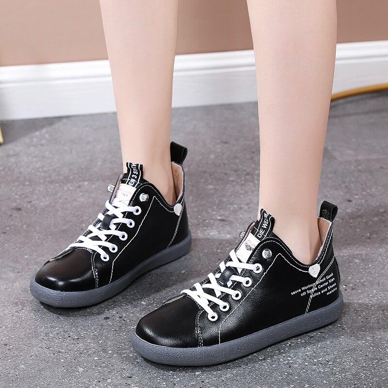 Winter New Fashion Ladies High -Top Leather Cotton Laces Fleece Autumn And Winter Outdoor Sports Shoes Warm Women Shoes
