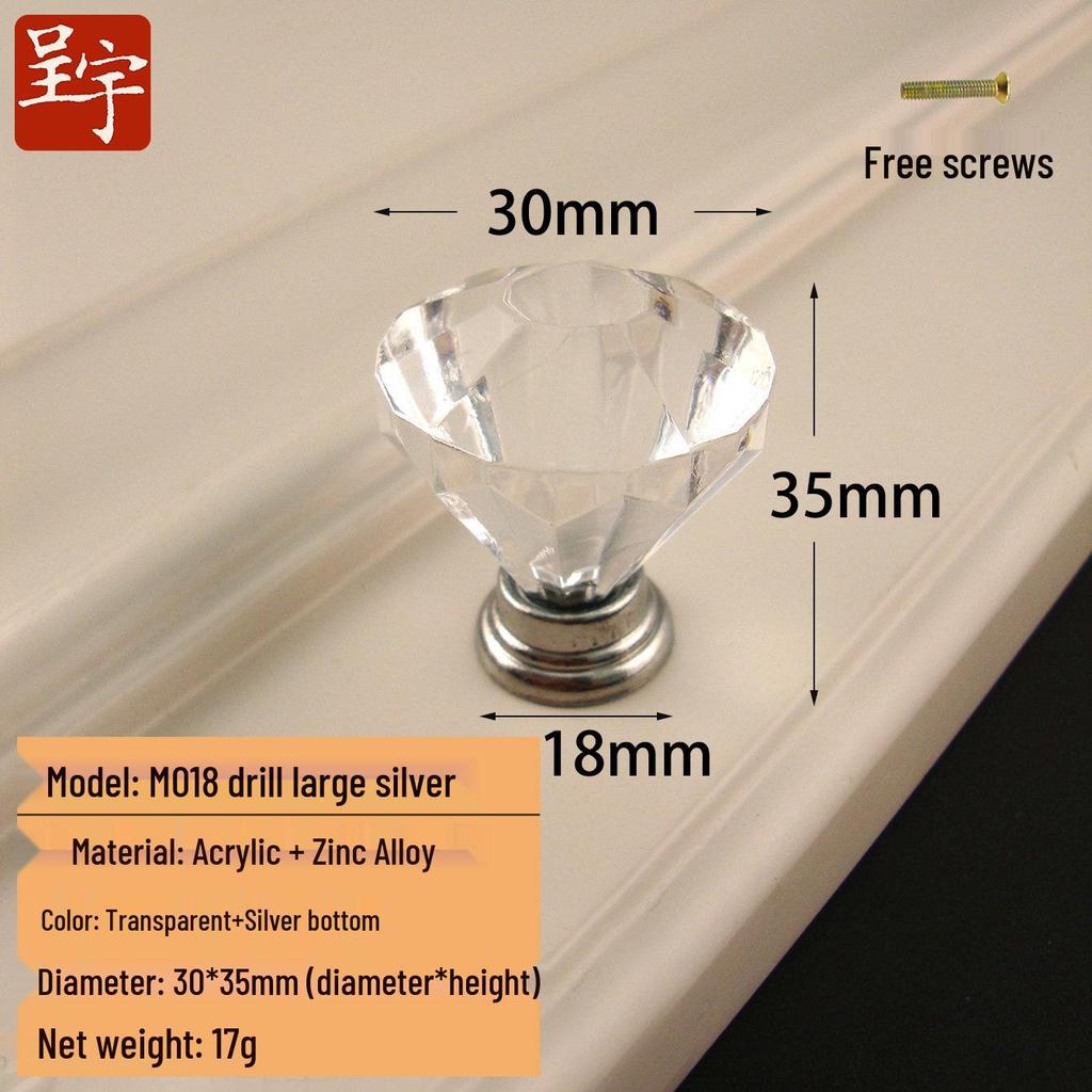 Crystal Clear Acrylic Knob: Single Hole Diamond Design for Pot Lids, Wardrobes, and Drawers