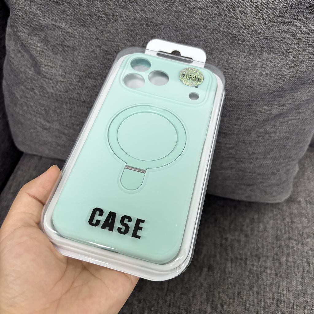 Liquid Silicone Case For Iphone 17 16 15 14 13 12 11 Pro Plus Max Air Magsafe Metal Stand Lens Full Protection Fine Grip Cover