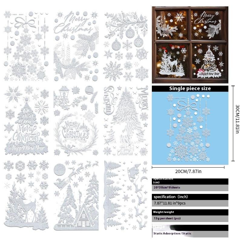 Santa Claus Christmas Ornaments Static Stickers Window Grilles Scene Arrangement Glass Doors Stickers Windows