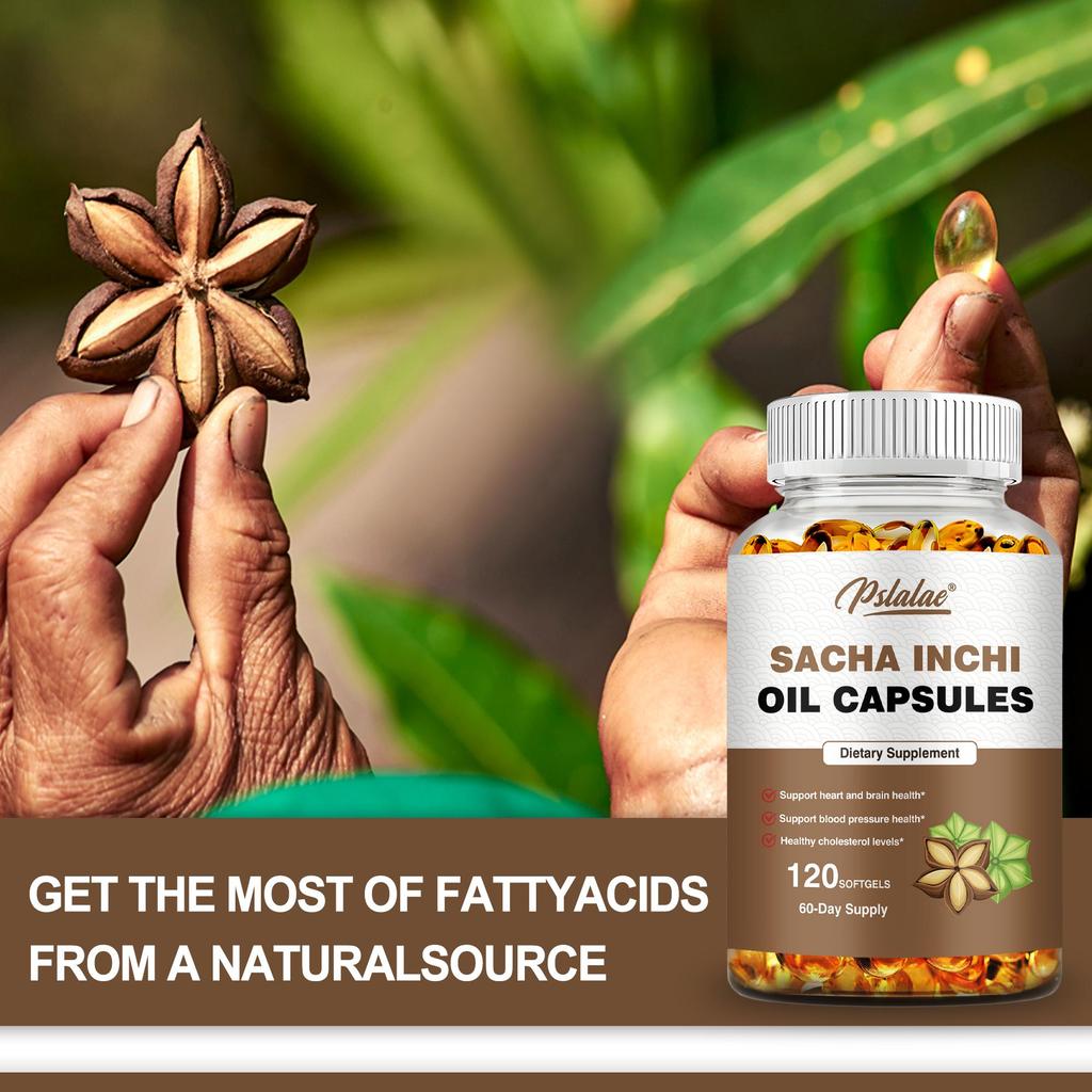 Pslalae - Sacha Inchi Oil Capsules - Rich in Omega-3, 6, and 9 Fatty Acids - Heart and Brain Health