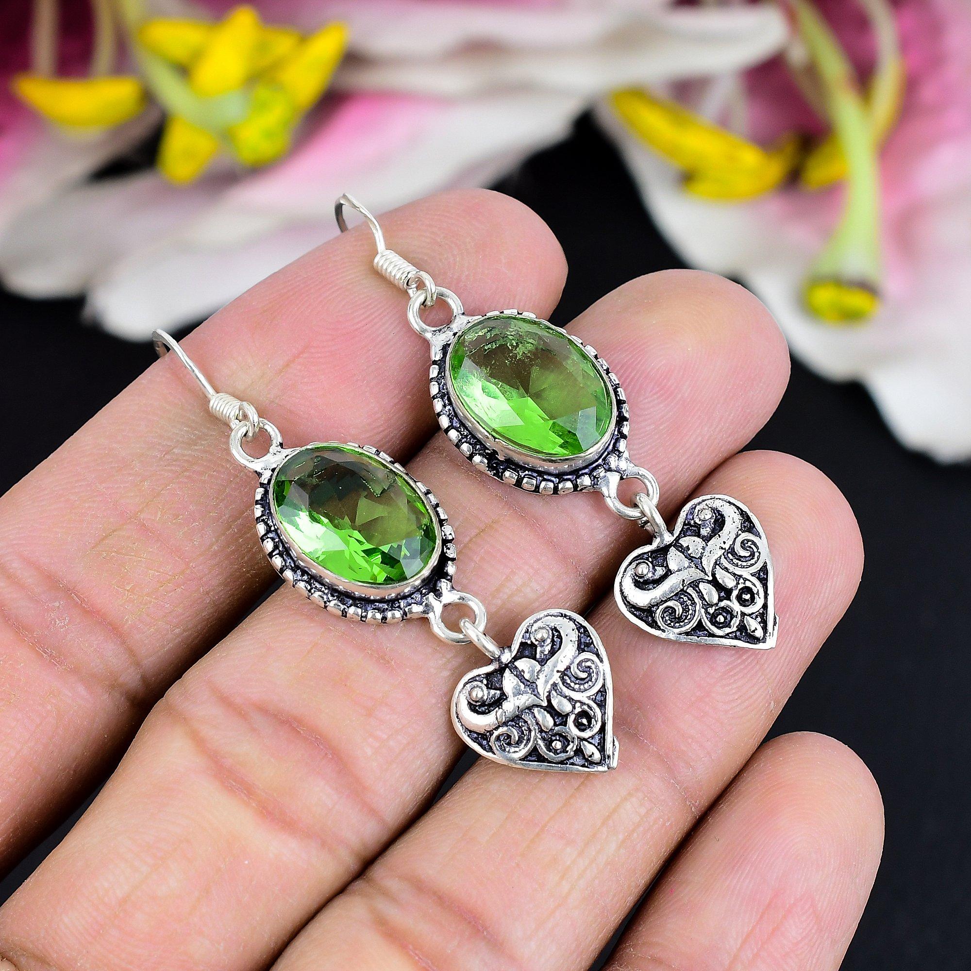 

Tsavorite Gemstone Handmade 925 Sterling Silver Jewelry Earring 2.13 KG-1770