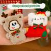 Cute Kitty Plush Keychain Christmas Tree Shaped Cartoon Plush Doll Backpack Hanging Chain Detachable Keychain Christmas Kid Gift