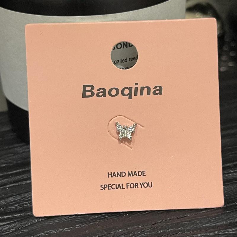 Pink Card Baoqina Flat Threaded Cartilage Stud: Trendy Cross-border Hot-Selling Piercing Jewelry