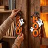Gothic Ghost Witch Hat Door Hanger Wooden BOO Letter Wall Ornament  Kitchen Hanging