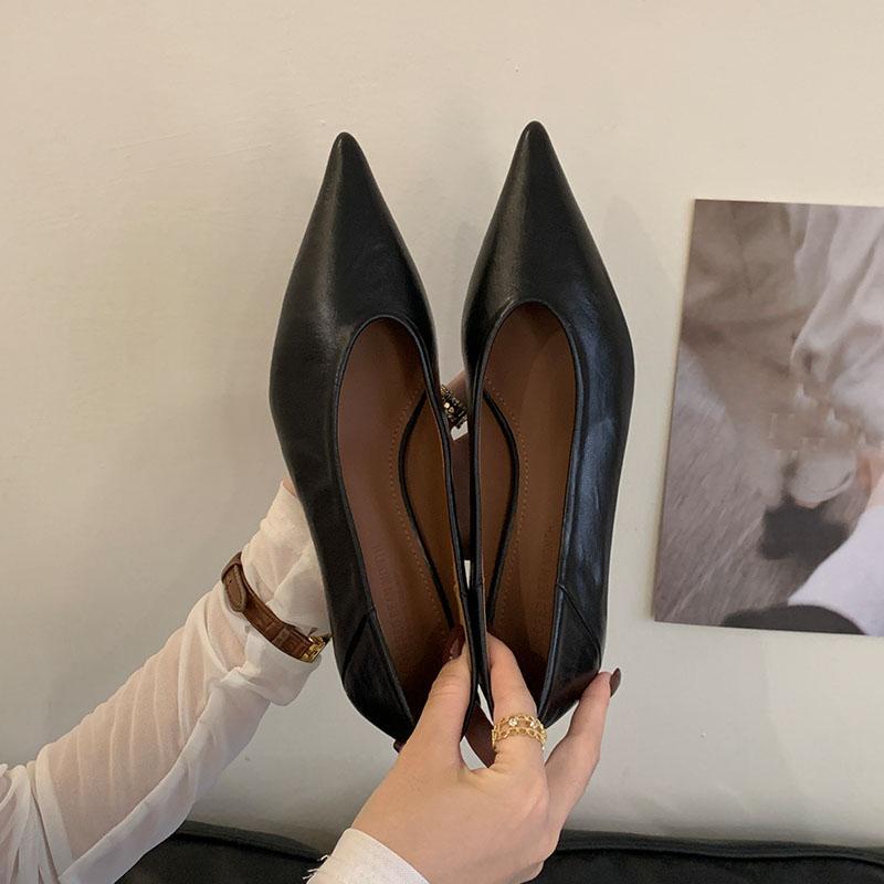 Fashion 2025 New Pointed Toe Ladies Thin Heels Pumps Shoes Casual Fashion Shallow Female Slip On Footwear Low Heel Shoes For Women