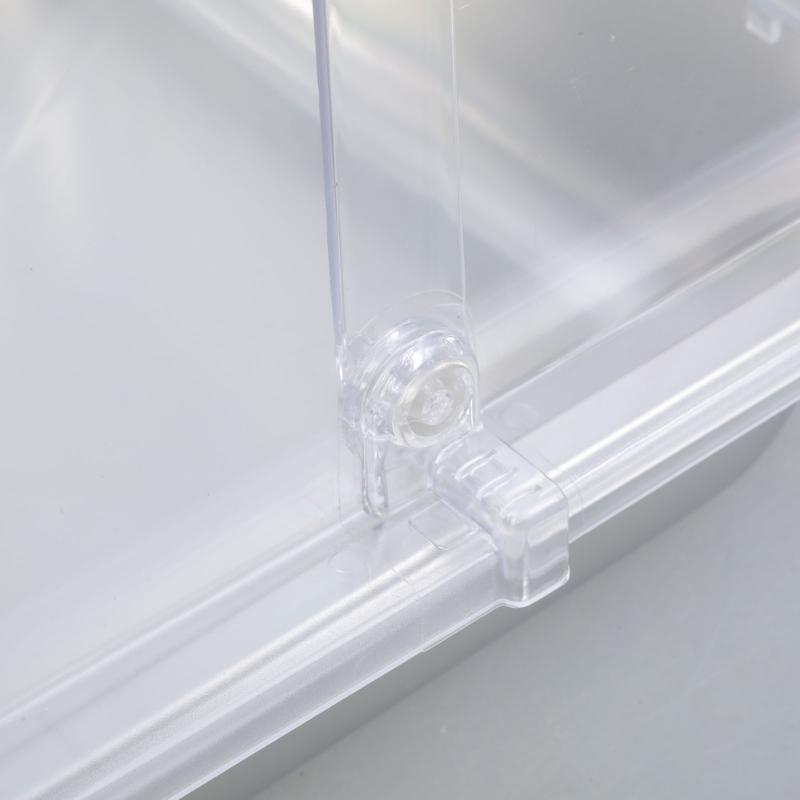 Stainless Steel 2 Compartment Buffet Tray with Clear Roll Top Lid for Restaurant Condiment Dispenser Food Display Pan