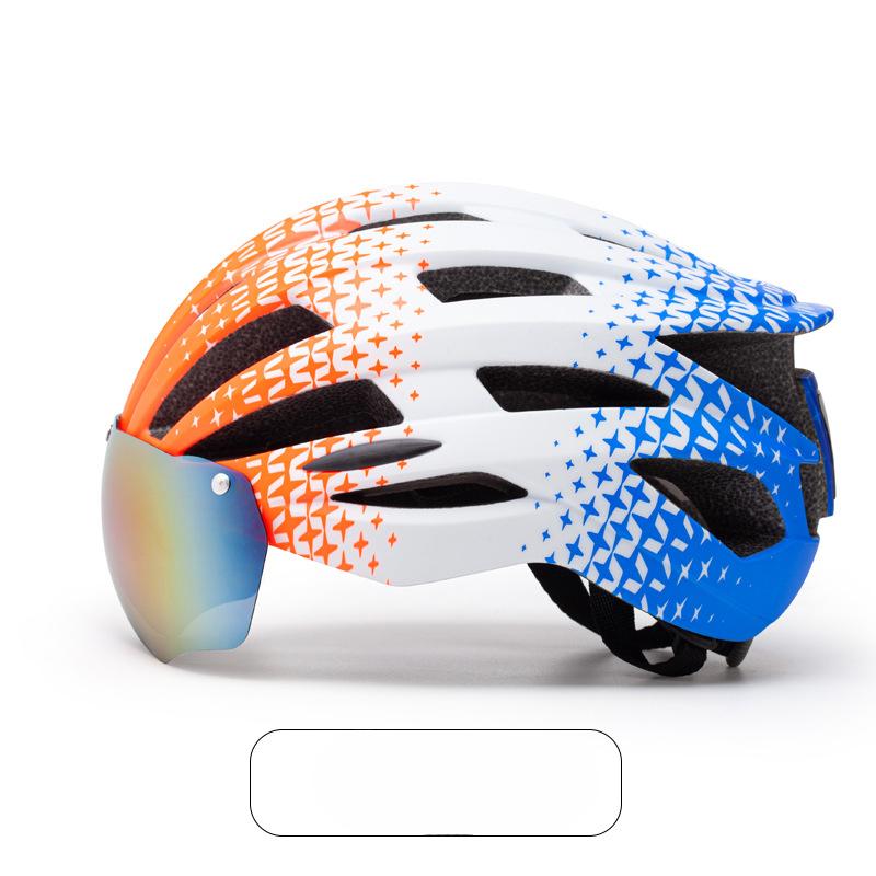 Bicycle Helmet Integrated Molding Magnetic Swing Lens Helmet with Taillight Mountain Bike Riding Helmet