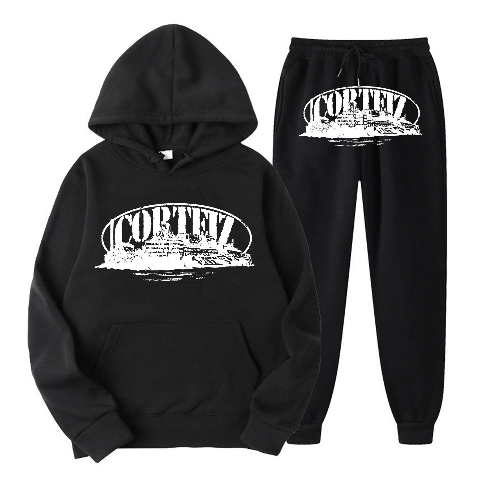 

Мужской и женский спортивный спортивный костюм с капюшоном, комплект из двух предметов для бега, пуловер с длинными рукавами, толстовка + спортивные штаны