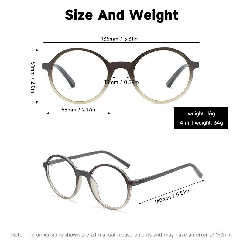 4 In 1 New Vintage Round Polarized Sunglasses For Men And Women Uv400 Sun Glasses Anti Blue Light Glasses Night Vision Eyewear