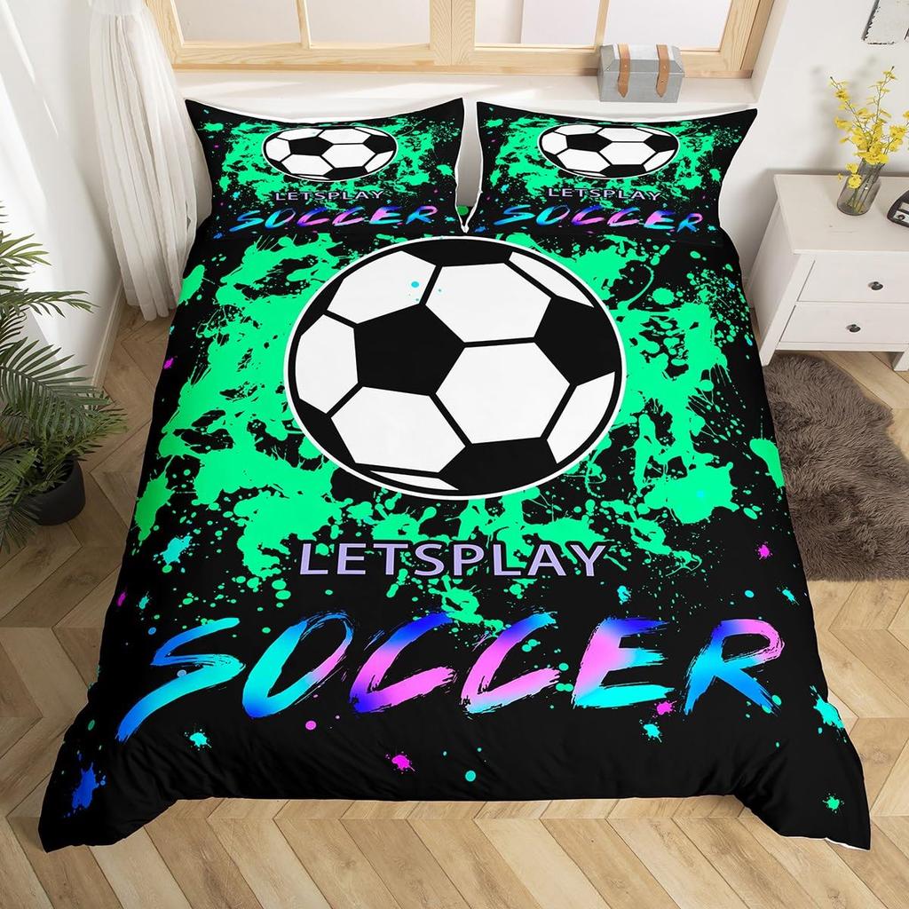 Feelyou Geometrisches Bettwäsche-Set Queen-Size Grün Schwarz Grau Bettbezug-Set für Jungen Mädchen Teenager Rechteck Quadrat Bettbezug Modern Abstrakt