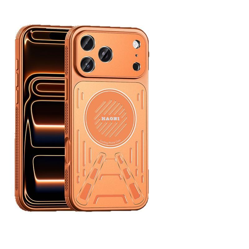 Applicable To Apple 17Promax Hardware Backplane Mobile Phone Case iPhone16 Ice Aluminum Heat Dissipation Magnetic Suction Four Corners Anti-drop Case