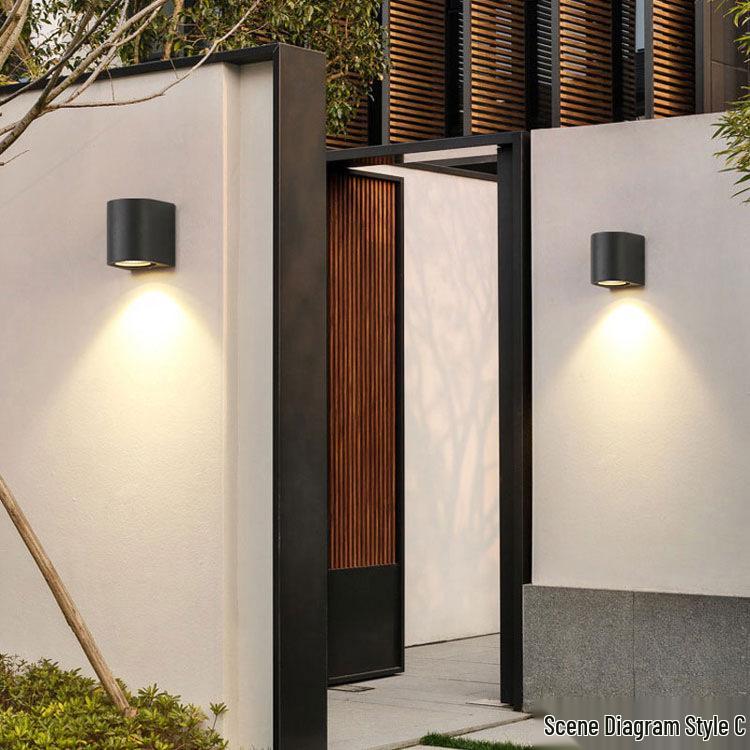 LED Waterproof Exterior Wall Light for Villa Courtyard - Creative Double-Headed Balcony and Door Pillar Spotlight