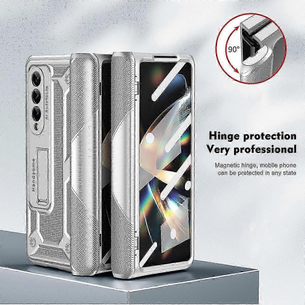 Galaxy Z Fold 5 Case, Heavy Duty Hinge Protection Case For Samsung Galaxy Z Fold 5 With Kickstand & Screen Protector - W