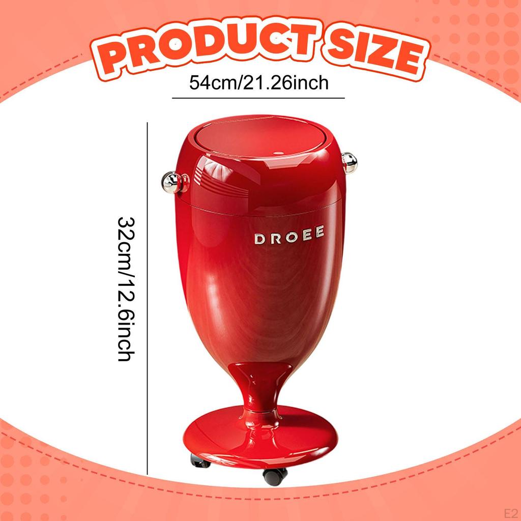 54cm Tall Wheelie Bin with Lid for Kitchen, Toilet, Home, Office, Vanity, Bathroom