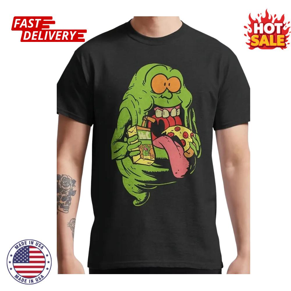 Ghostbusters Crew Neck TShirt with Playful Slime and Pizza Patterns Inspired NEW Unisex T-Shirt XL