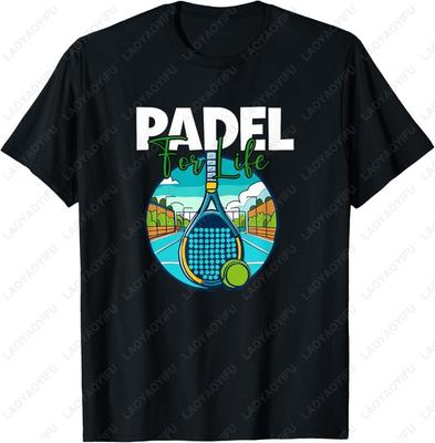 Padel for Life Tennis Fan Baumwoll T-Shirt Tennisball Shirt Kreativ Lustig Trend Sport Lässiger Stil Einfach T-Shirts Herren Oberteile