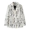 Blazer a Pied de Poule Blu e Bianco Stile Britannico da Donna con Bavero Elegante Cappotto Completo Nuova Collezione Outerwear per Performance