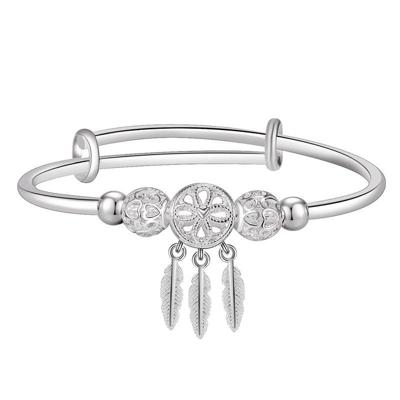 Silver Plated Vintage Peacock Lotus Bangle Sanskrit Buddhist Heart Sutra Women's Jewelry Gift for Ladies Fashionable Accessory