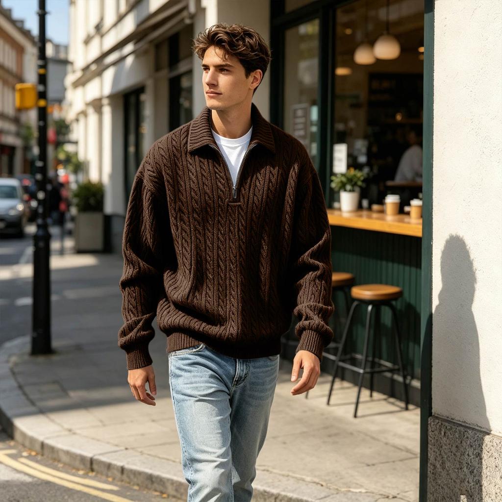 Men's 3D High Neck Half Zip Sweatshirt for Casual Wear