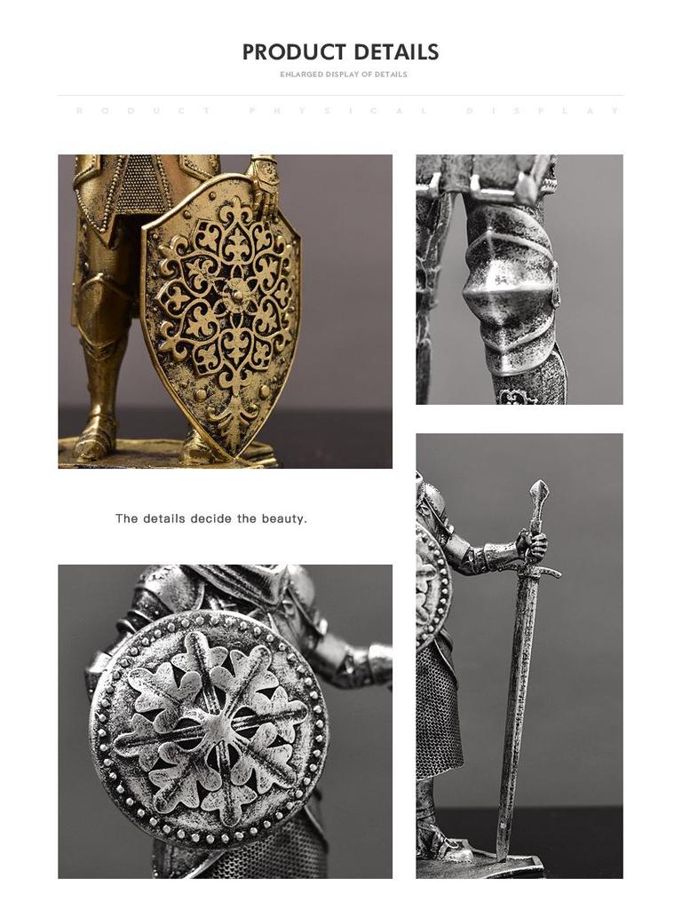 Nordic Victory Knight Resin Figurine: High-End Vintage Office Decor