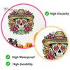 Durable Sunproof Window Stickers Flower Skull Wall Sticker, Day of The Dead Decorative Decals, Waterproof PVC Removable for Windows Glass Doors