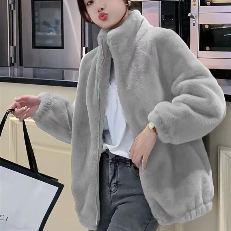 Jesień Nowe Plus Size Ciepłe Polarowe Kurtki Damskie Zimowe Dwustronne Wysokie Kołnierze Damskie Płaszcze Swobodny Zamek Błyskawiczny Pluszowa Aksamitna Kurtka Damskie Płaszcze Topy 25202