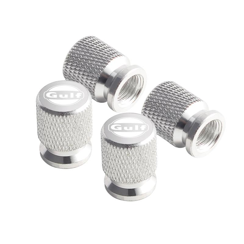 4pcs Metal For GULF Badges Jaguar Land Rover Skoda Seat Hyundai Volvo Peugeot Car Wheel Tire Valve Caps Covers Accessories