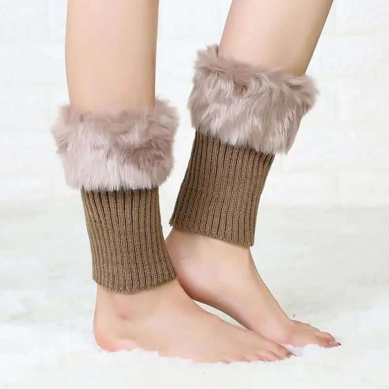 Winter Short Sports Sleeves Cover Cuff Warm Socks Outdoor Boots Cover Ladies Knitted Leg Guards