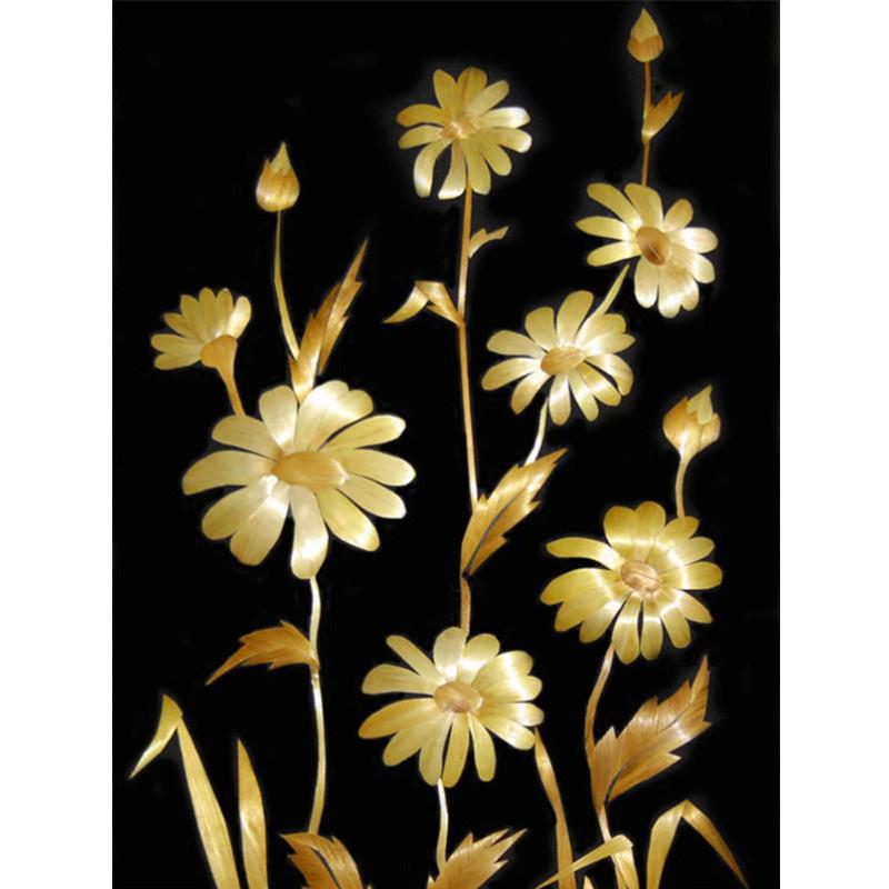 5D DIY Diamond Painting Golden Flower Diamond Embroidery Cross Stitch Kit Full Rhinestone Mosaic Home Decor