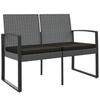 VidaXL Banc de jardin à 2 places et coussins gris foncé PP rotin 360211
