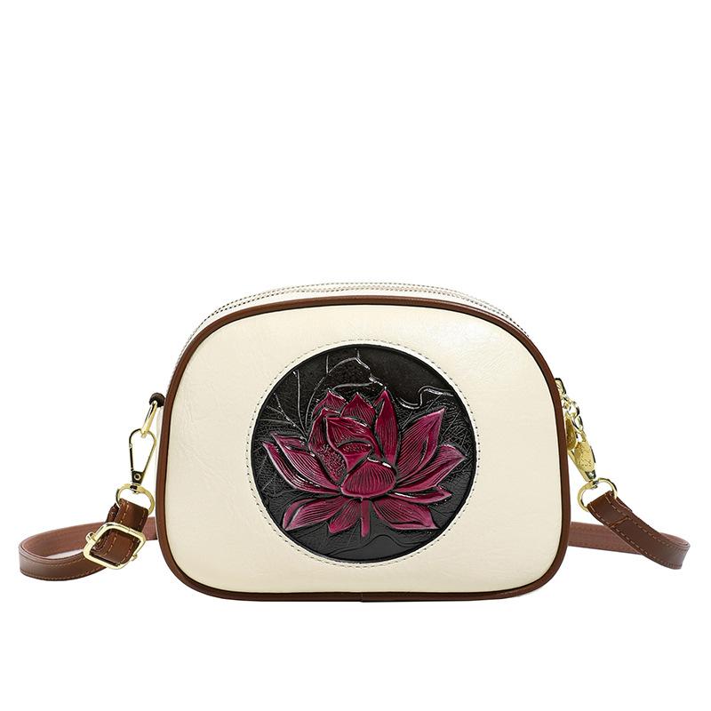 Einschulterige kleine runde Tasche, Damen-Umhängetasche, Münzbörse, Tasche aus weichem Leder, Kleine Tasche